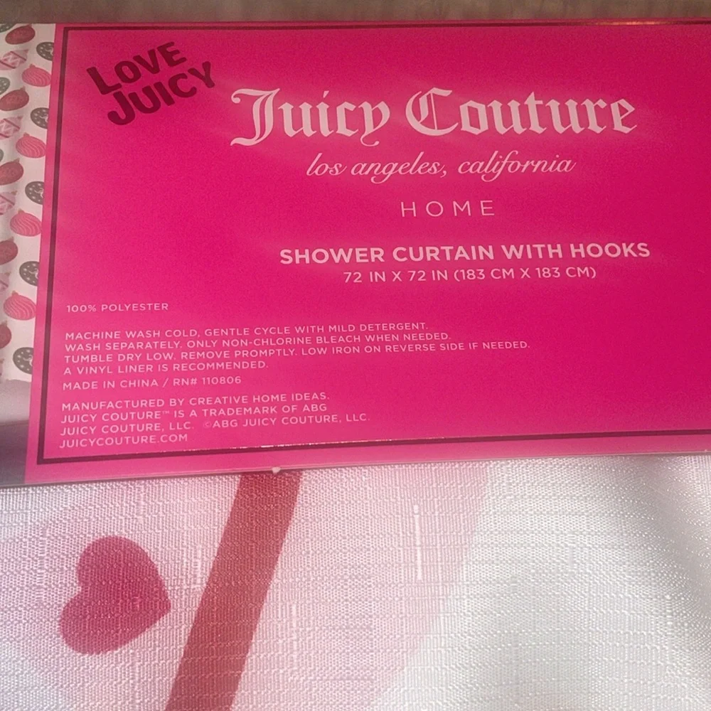 New Juicy Couture Los Angeles Ornament print Fabric Shower Curtain with Hooks